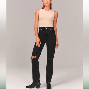 Abercrombie Straight Leg Black Jean Ultra High Rise 90s